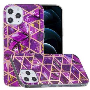 For iPhone 12 Pro Max Plating Marble Pattern Soft TPU Protective Case(Purple)
