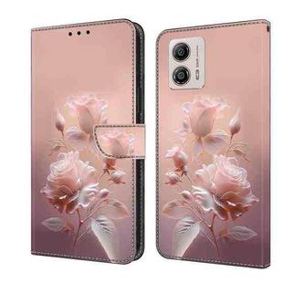 For Motorola Moto G53 5G Fresh Painted Leather Phone Case(Ceramic Flowers)