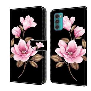 For Motorola Moto G60 Fresh Painted Leather Phone Case(Black Flowers)