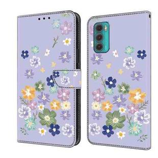 For Motorola Moto G60 Fresh Painted Leather Phone Case(Purple Floral)