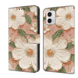 For Motorola Moto G73 Fresh Painted Leather Phone Case(Sunflower)