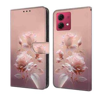 For Motorola Moto G84 Fresh Painted Leather Phone Case(Ceramic Flowers)