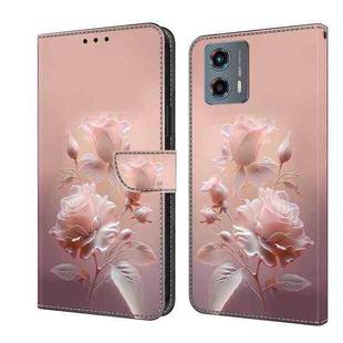 For Motorola Moto G 2023 Fresh Painted Leather Phone Case(Ceramic Flowers)