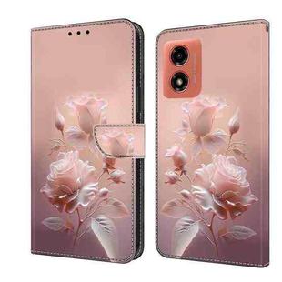 For Motorola Moto G04 Fresh Painted Leather Phone Case(Ceramic Flowers)