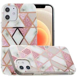 For iPhone 12 mini Plating Marble Pattern Soft TPU Protective Case(Pink)