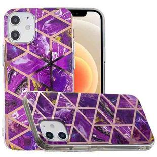 For iPhone 12 mini Plating Marble Pattern Soft TPU Protective Case(Purple)