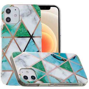 For iPhone 12 mini Plating Marble Pattern Soft TPU Protective Case(Green White)