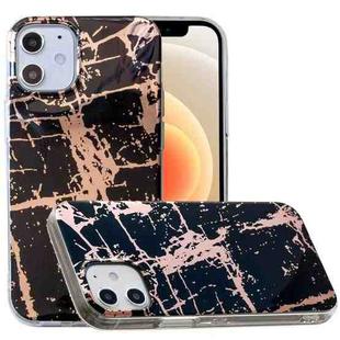 For iPhone 12 mini Plating Marble Pattern Soft TPU Protective Case(Black Gold)