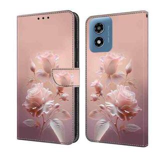 For Motorola Moto G Play 2024 Fresh Painted Leather Phone Case(Ceramic Flowers)