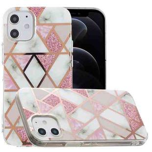 For iPhone 12 / 12 Pro Plating Marble Pattern Soft TPU Protective Case(Pink)