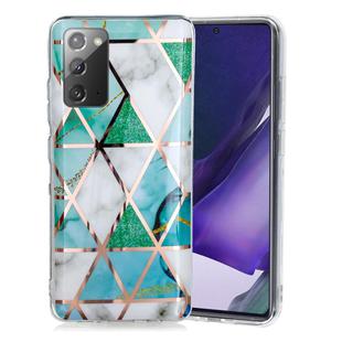 For Samsung Galaxy Note20 Plating Marble Pattern Soft TPU Protective Case(Green White)