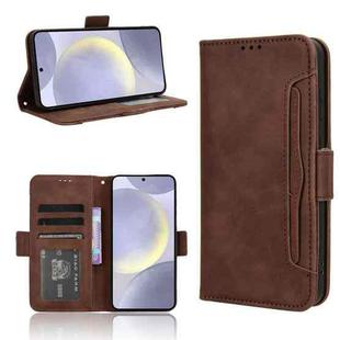 For Samsung Galaxy S24 FE 5G Skin Feel Calf Texture Card Slots Leather Phone Case(Brown)