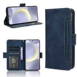 For Samsung Galaxy S25 5G Skin Feel Calf Texture Card Slots Leather Phone Case(Blue)