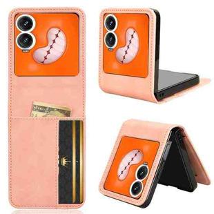 For Infinix Zero Flip Skin-feeling Half-split Card Slot Folding Phone Case(Pink)