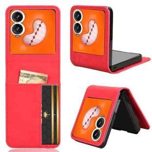 For Infinix Zero Flip Skin-feeling Half-split Card Slot Folding Phone Case(Red)