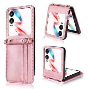 For Infinix Zero Flip Crossbody Card Bag PU Folding Phone Case(Pink)