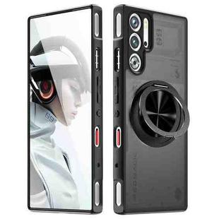 For ZTE nubia Red Magic 9 Pro Rotating Ring Holder TPU Hybrid PC Phone Case(Matte Black)