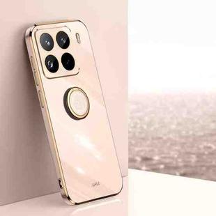 For Xiaomi 15 Pro XINLI Straight Edge 6D Electroplate TPU Phone Case with Ring Holder(Pink)