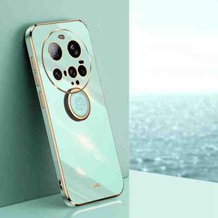 For Xiaomi 15 Ultra XINLI Straight Edge 6D Electroplate TPU Phone Case with Ring Holder(Mint Green)