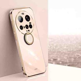 For Xiaomi 15 Ultra XINLI Straight Edge 6D Electroplate TPU Phone Case with Ring Holder(Pink)
