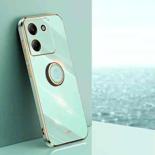For Xiaomi Poco M7 Pro 5G XINLI Straight Edge 6D Electroplate TPU Phone Case with Ring Holder(Mint Green)