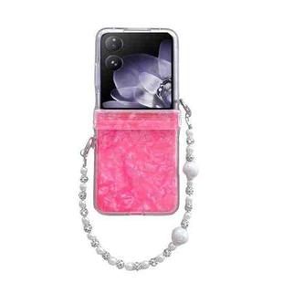 For Xiaomi Mix Flip Three Parts Pearlescent Shell Texture Phone Case with Bracelet(Red)
