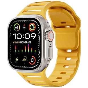 For Apple Watch 46mm / 49mm / 45mm / 44mm Single Nail Dual-Color Multi-hole Silicone Watch Band(Yellow)