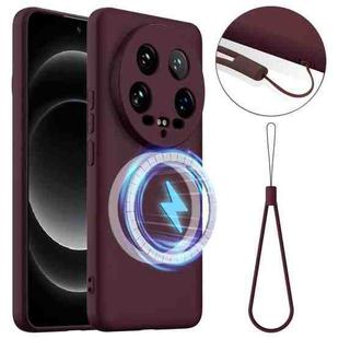 For Xiaomi 14 Ultra Shockproof Silicone Magsafe Phone Case(Plum Color)