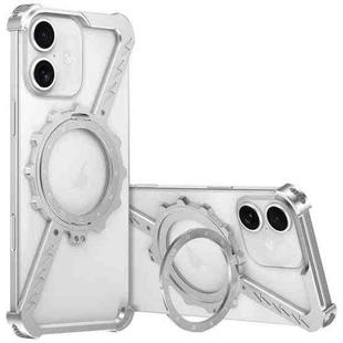 For iPhone 16 Plus Z-shaped Frameless Metal 360 Holder MagSafe Phone Case(Space Silver)