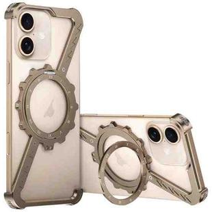 For iPhone 16 Z-shaped Frameless Metal 360 Holder MagSafe Phone Case(Desert Gold)