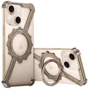 For iPhone 15 Z-shaped Frameless Metal 360 Holder MagSafe Phone Case(Desert Gold)