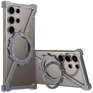 For Samsung Galaxy S23 Ultra 5G Z-shaped Frameless Metal 360 Holder MagSafe Phone Case(Space Grey)