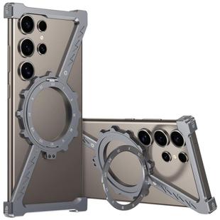For Samsung Galaxy S25 Ultra 5G Z-shaped Frameless Metal 360 Holder MagSafe Phone Case(Space Grey)