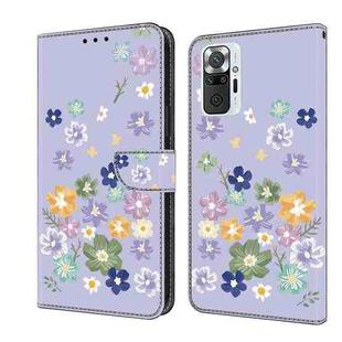 For Redmi Note 10 Pro 4G Fresh Painted Leather Phone Case(Purple Floral)