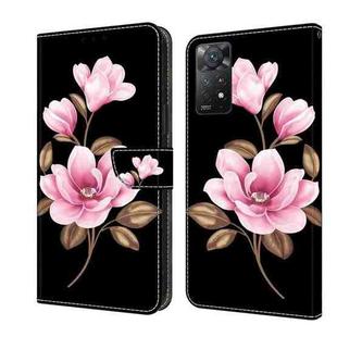 For Redmi Note 12 Pro 4G / 11 Pro Fresh Painted Leather Phone Case(Black Flowers)