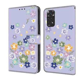 For Redmi Note 11 / 11S Fresh Painted Leather Phone Case(Purple Floral)