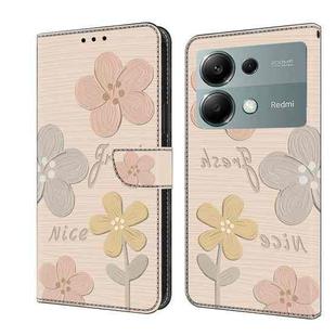 For Redmi Note 13 Pro 4G Fresh Painted Leather Phone Case(Beige Flowers)