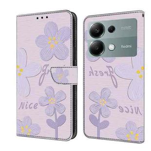 For Redmi Note 13 Pro 4G Fresh Painted Leather Phone Case(Dark Purple Flowers)