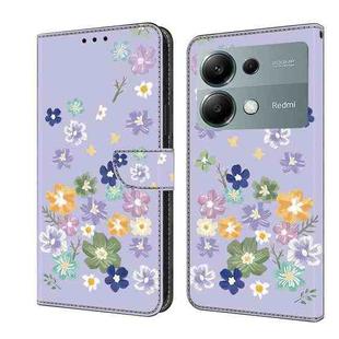 For Redmi Note 13 Pro 4G Fresh Painted Leather Phone Case(Purple Floral)