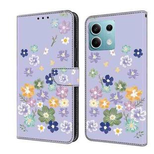 For Redmi Note 13 5G Fresh Painted Leather Phone Case(Purple Floral)