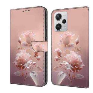 For Redmi Note 12 Pro+ Global Fresh Painted Leather Phone Case(Ceramic Flowers)