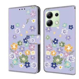 For Redmi Note 13 4G Fresh Painted Leather Phone Case(Purple Floral)