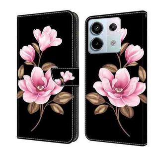 For Redmi Note 13 Pro 5G Fresh Painted Leather Phone Case(Black Flowers)