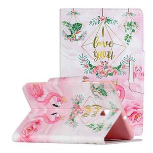 For Samsung Galaxy Tab A 8.0 (2018) / T387 Painted Pattern Horizontal Flip Leather Case with Holder(Leaves Flamingo)