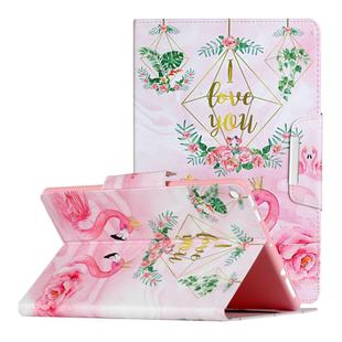 For Samsung Galaxy Tab A 10.1 (2019) / T510 / T515 Painted Pattern Horizontal Flip Leather Case with Holder(Leaves Flamingo)