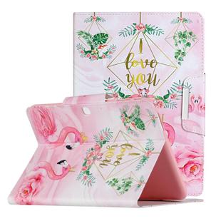 For Samsung Galaxy Tab 4 10.1 / T530 Painted Pattern Horizontal Flip Leather Case with Holder(Leaves Flamingo)