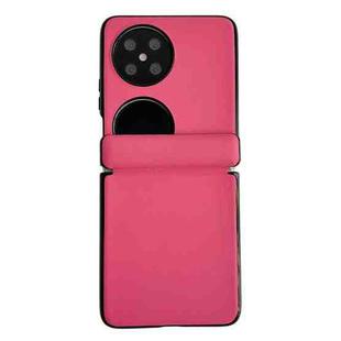 For Huawei P50 Pocket / Pocket 2 Integrated Magnetic Axis Solid Color Leather Texture Phone Case(Rose Red)