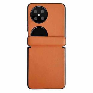 For Huawei P50 Pocket / Pocket 2 Integrated Magnetic Axis Solid Color Leather Texture Phone Case(Orange)