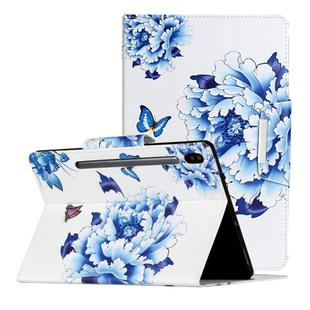 For Samsung Galaxy Tab S6 / T860 Painted Pattern Horizontal Flip Leather Case with Holder(Blue and White Porcelain Butterfly)