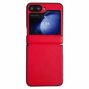 For Samsung Galaxy Z Flip6 Integrated Magnetic Axis Solid Color Leather Texture Phone Case(Red)